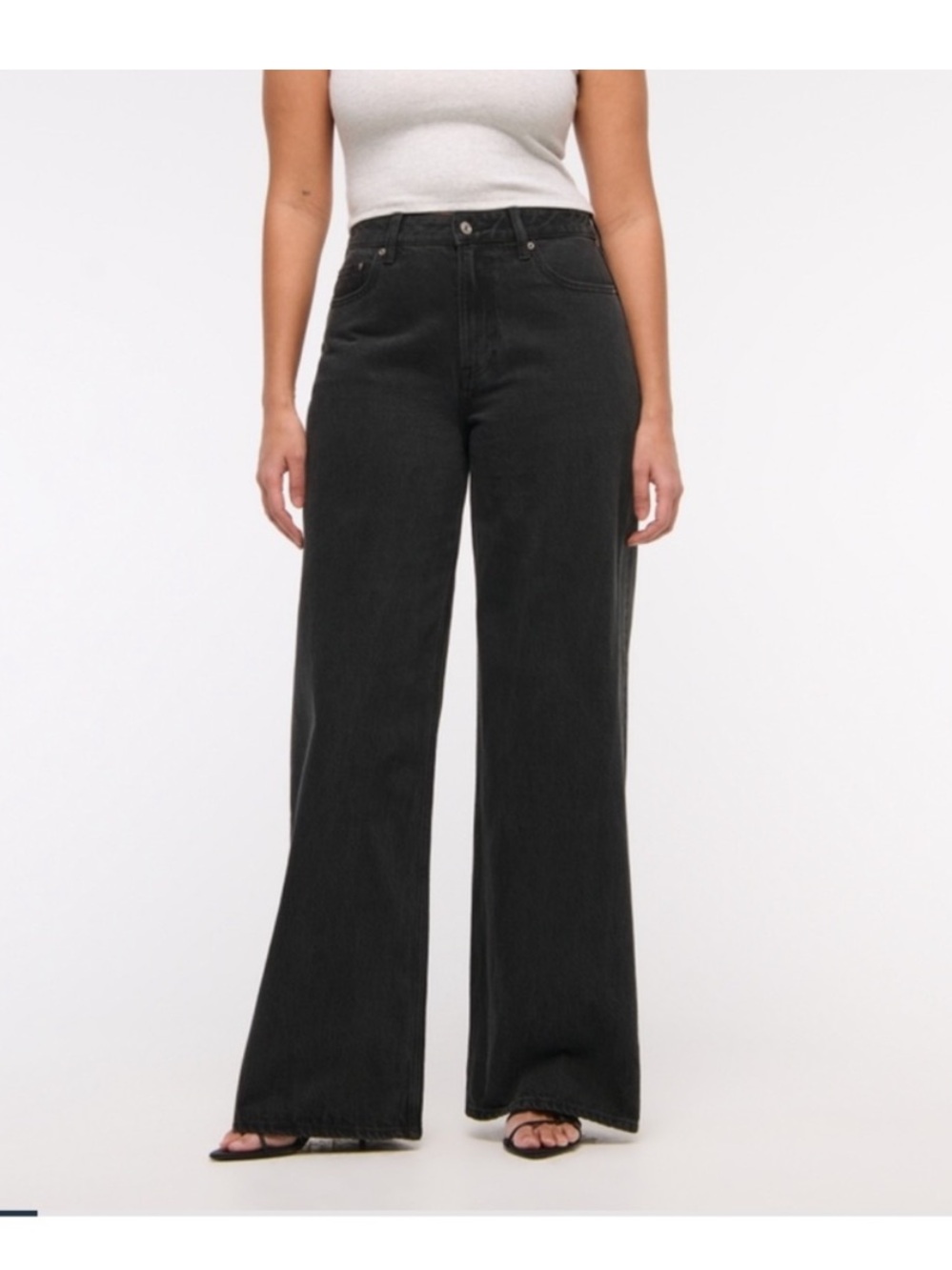 Abercrombie Curve Love High Rise Wide Leg Jeans Black 24 00
